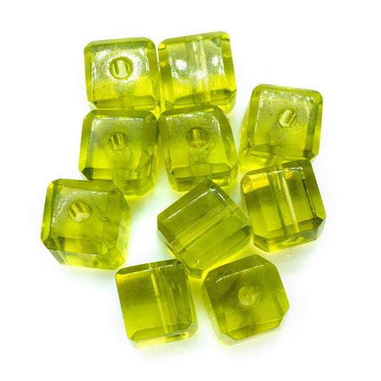 Crystal Glass Cube 6mm Olivine - Affordable Jewellery Supplies