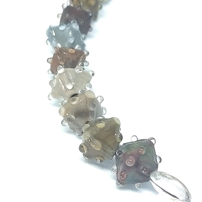 Load image into Gallery viewer, GlaesDesign Handmade Lampwork Glass Diamond Beads 13mm x 13mm Brown &amp; Grey - Affordable Jewellery Supplies
