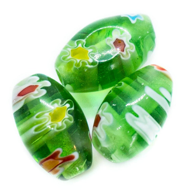 Load image into Gallery viewer, Millefiori Glass Oval 8mm x 6mm Green - Affordable Jewellery Supplies
