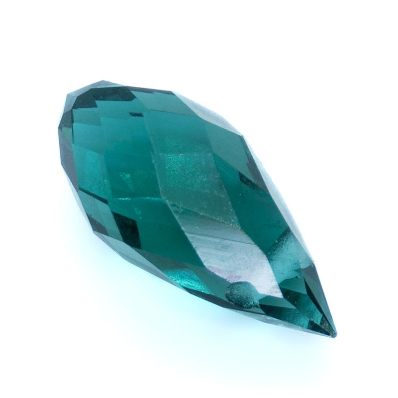 Load image into Gallery viewer, Glass Faceted Briolette 12mm x 5mm Emerald - Affordable Jewellery Supplies
