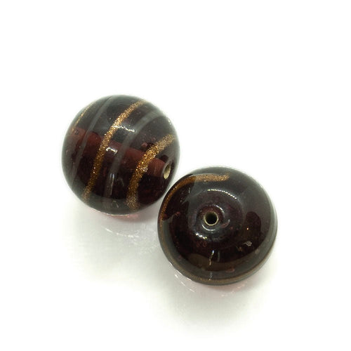 Indian Lampwork Glass Round Bead 15mm Purple - Affordable Jewellery Supplies