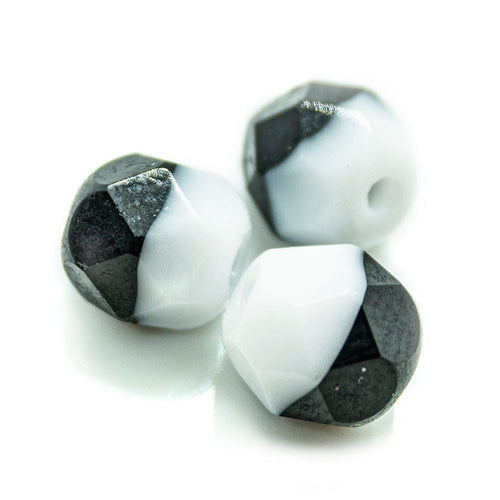 Czech Glass Firepolished Round Jing Jang Beads 6mm Black & White - Affordable Jewellery Supplies