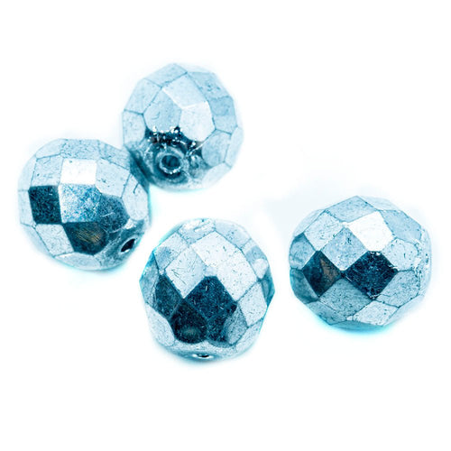 Czech Glass Firepolished Faceted Round 10mm Silver - Affordable Jewellery Supplies