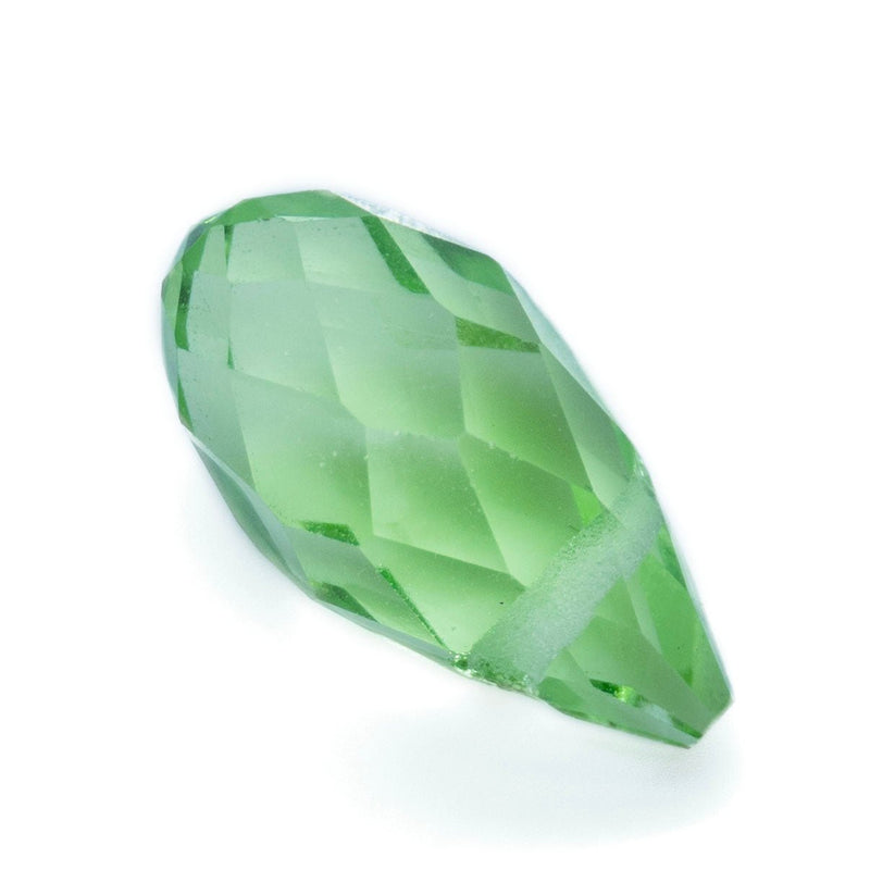 Load image into Gallery viewer, Glass Faceted Briolette 12mm x 5mm Peridot - Affordable Jewellery Supplies
