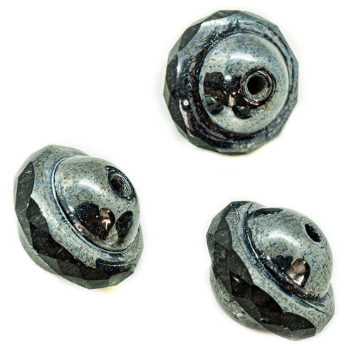 Czech Glass Fire Polished Turbine 8mm x 9mm Jet Hematite - Affordable Jewellery Supplies