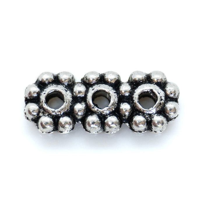 Tibetan Style Three-Hole Spacer Bar 10mm x 4mm Antique Silver - Affordable Jewellery Supplies