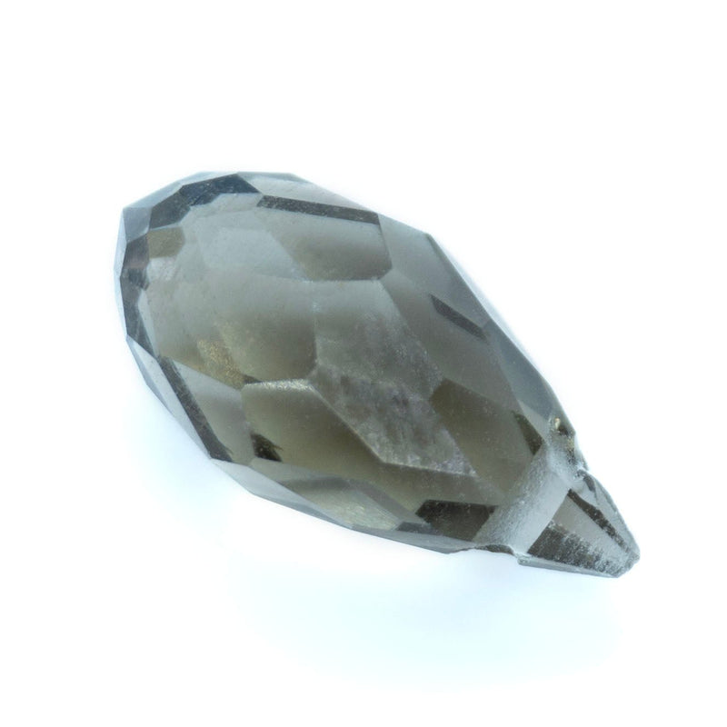 Load image into Gallery viewer, Glass Faceted Briolette 12mm x 5mm Smoky Quartz - Affordable Jewellery Supplies
