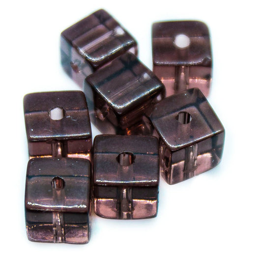 Crystal Glass Cube 6mm Dark Topaz - Affordable Jewellery Supplies