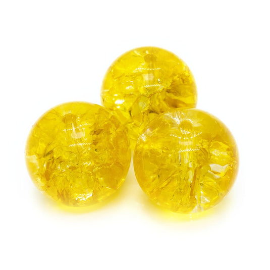 Glass Crackle Beads 17mm Gold - Affordable Jewellery Supplies