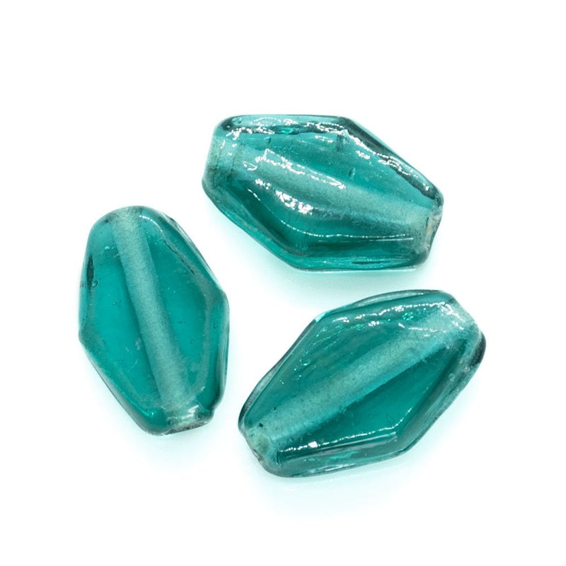 Load image into Gallery viewer, Flat Diamond Glass Bead 13mm x 7mm Teal - Affordable Jewellery Supplies
