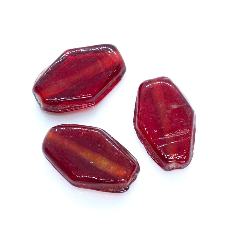 Load image into Gallery viewer, Flat Diamond Glass Bead 13mm x 7mm Red - Affordable Jewellery Supplies
