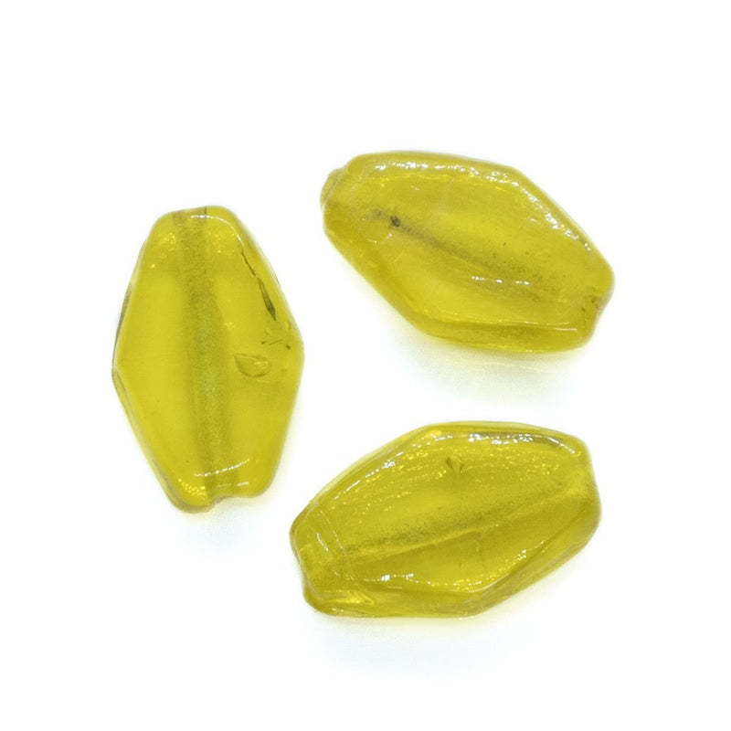 Load image into Gallery viewer, Flat Diamond Glass Bead 13mm x 7mm Yellow - Affordable Jewellery Supplies
