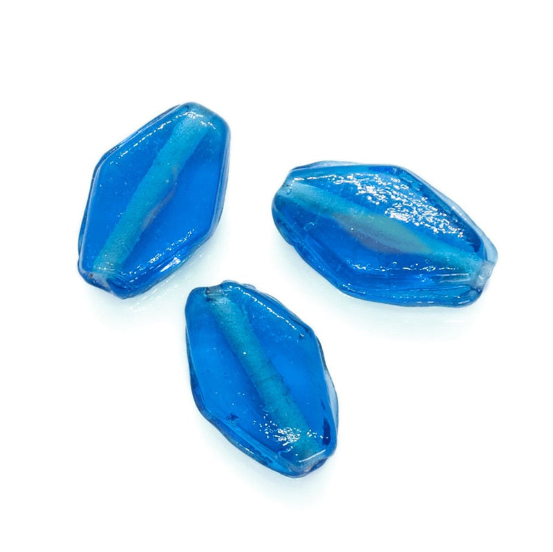 Load image into Gallery viewer, Flat Diamond Glass Bead 13mm x 7mm Medium Blue - Affordable Jewellery Supplies
