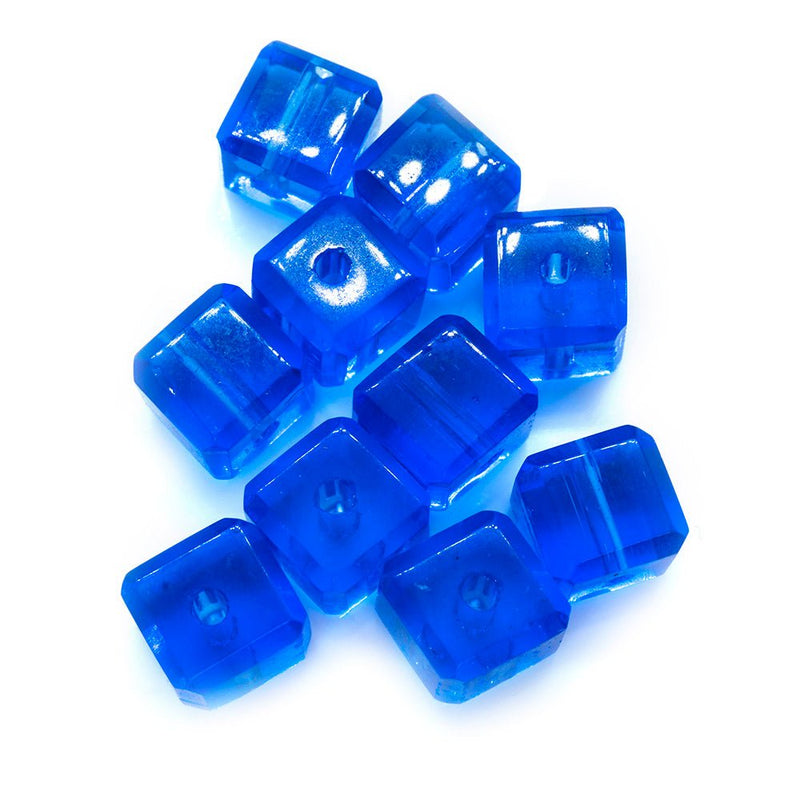 Load image into Gallery viewer, Crystal Glass Cube 6mm Cobalt - Affordable Jewellery Supplies
