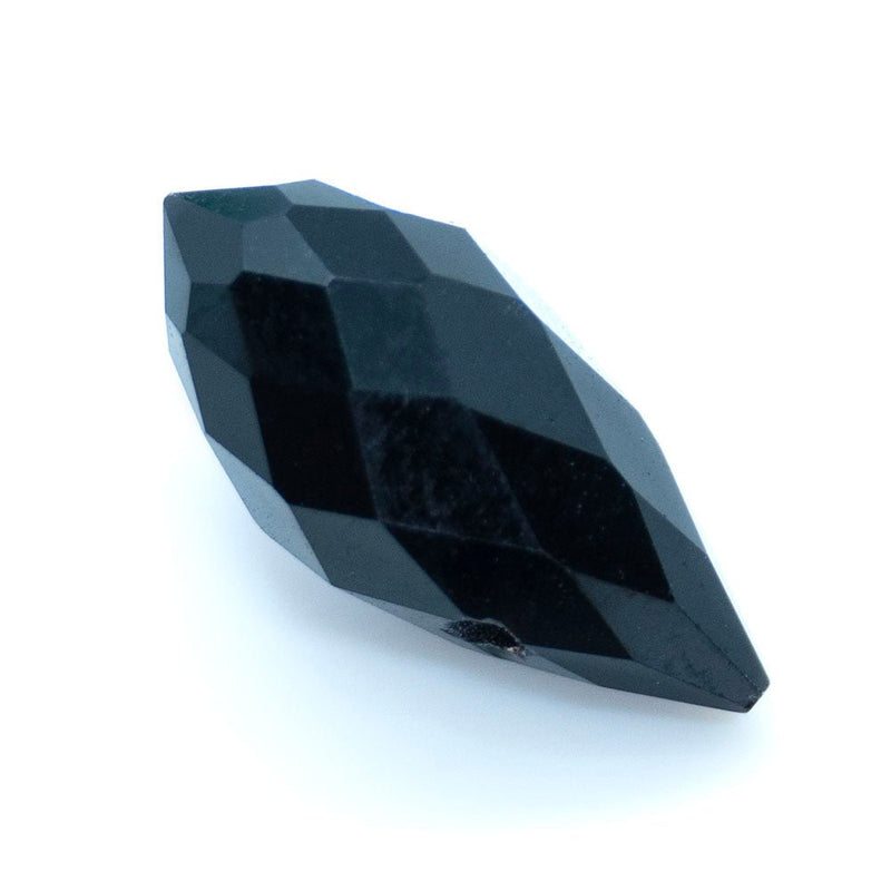 Load image into Gallery viewer, Glass Faceted Briolette 12mm x 5mm Jet - Affordable Jewellery Supplies
