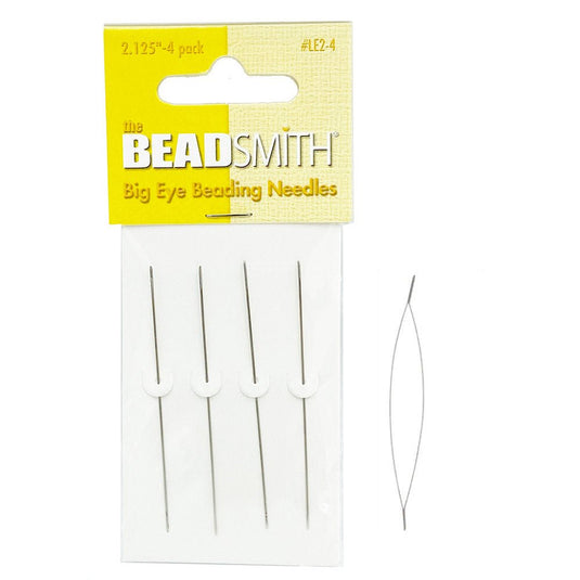 Beadsmith 5 inch Big Eye Beading Needles (Set of 4) - Easy Needle to Thread