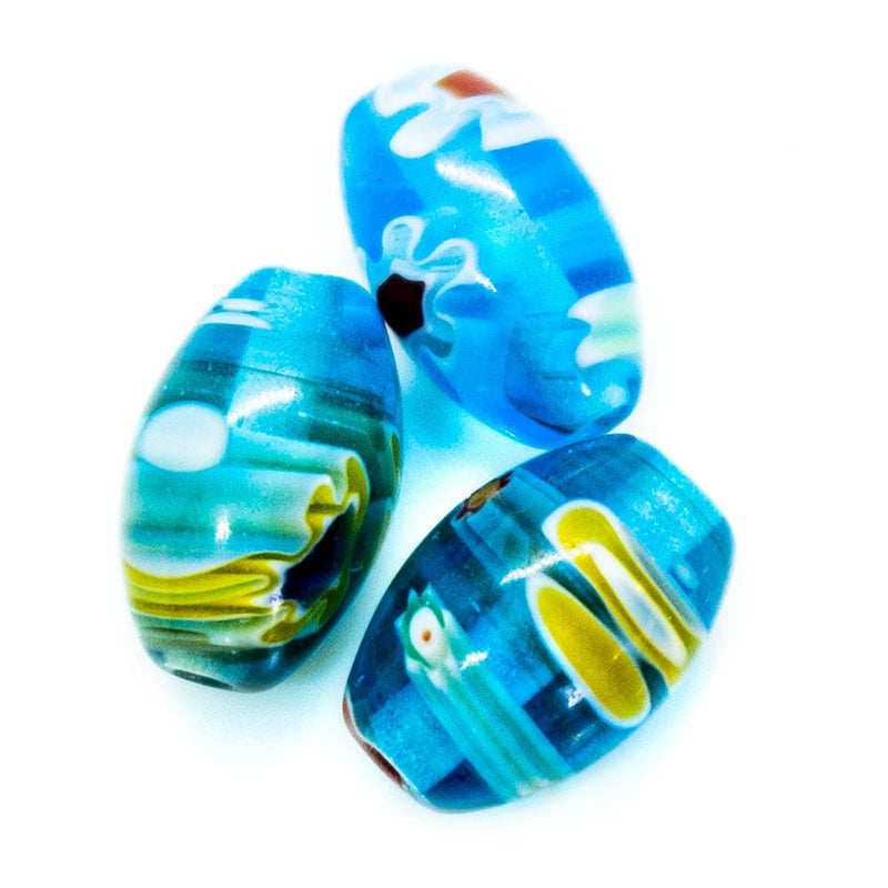 Load image into Gallery viewer, Millefiori Glass Oval 8mm x 6mm Aqua - Affordable Jewellery Supplies
