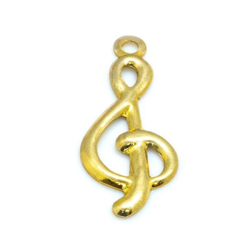 Load image into Gallery viewer, Treble Clef Charm 18mm x 7mm Gold - Affordable Jewellery Supplies
