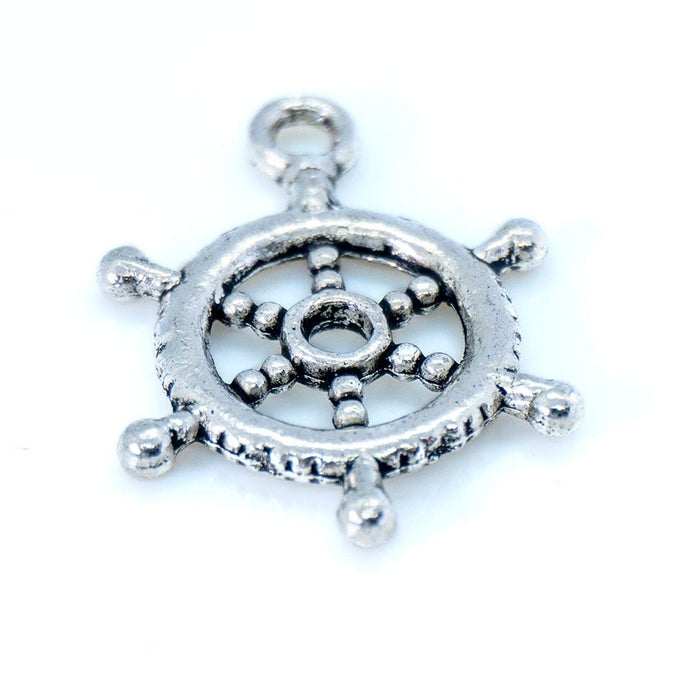 Ship's Wheel Charm 20mm x 18mm Tibetan Silver - Affordable Jewellery Supplies