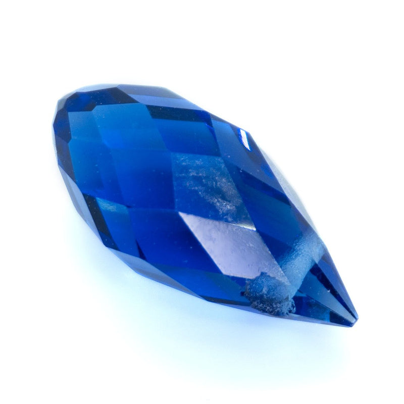 Load image into Gallery viewer, Glass Faceted Briolette 12mm x 5mm Cobalt Blue - Affordable Jewellery Supplies
