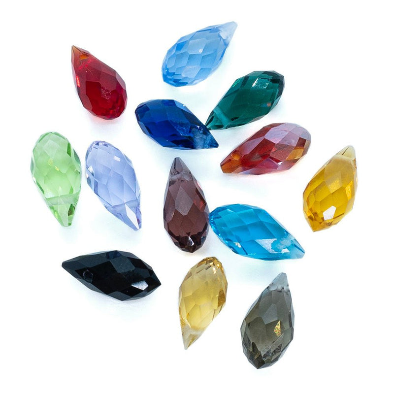 Load image into Gallery viewer, Glass Faceted Briolette 12mm x 5mm Jet - Affordable Jewellery Supplies
